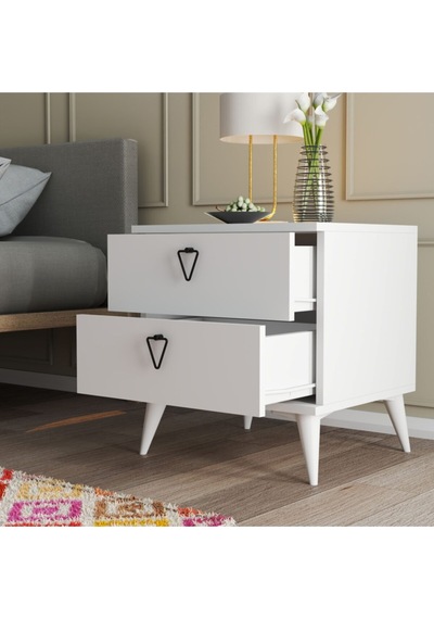 3634 VERSA-CE 2 ÇEKMECELİ AYAKLI KOMODİN BEYAZ