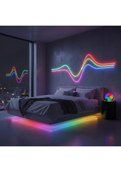 3 Metre Neon Led Işık Esnek Dekoratif Ortam Ve Oda Aydınlatması Çok Renkli