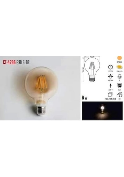 Cata 6w Rustik Led Ampul Amber G95 Balon
