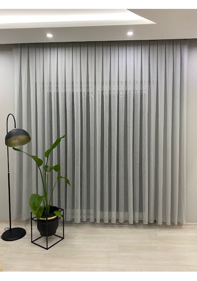 İncilife Home Foldet Gri Keten Kırışmaz Ütü İstemez Tül Perde 1/2,5 Normal Orta Pileli GRİ