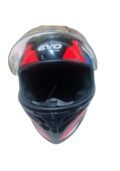 Evo Elegant Kapalı Kask Güneş Vizörlü - Yeni Nesil Ece 22.06 Sertifikalı - Siyah Kırmızı Beyaz Siyah - Kırmızı - Beyaz