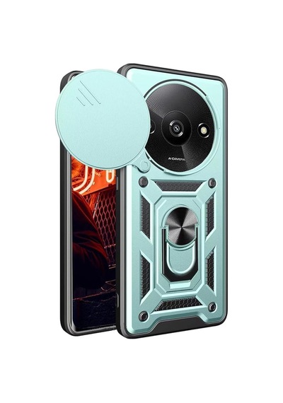 Xiaomi Redmi A3 4g Uyumlu Kılıf Pars Lens Yüzüklü Silikon - Yeşil