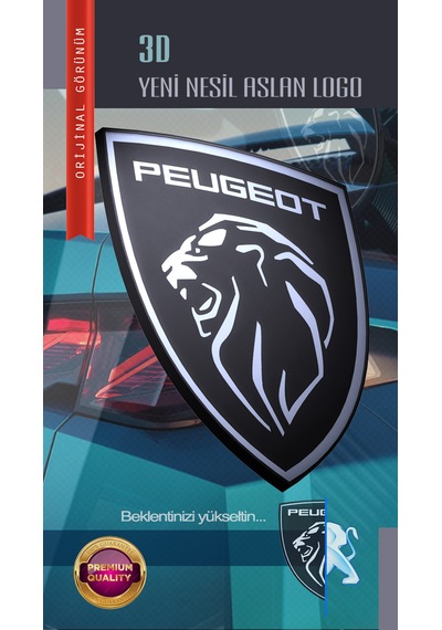 Peugeot Eğimli Yeni Aslan 3d Logo