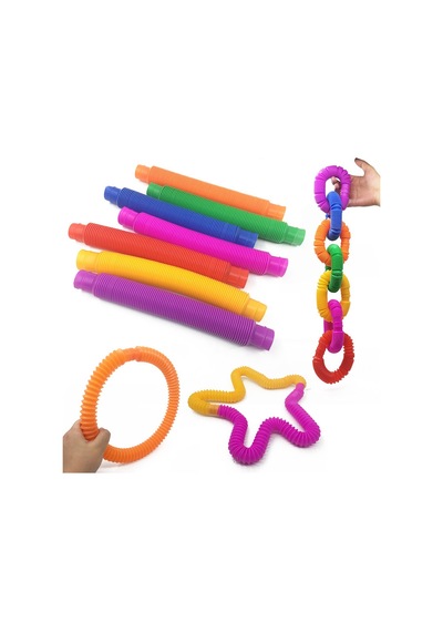Boru Oyuncak - 6'lı Set - Rengarenk - Plastik