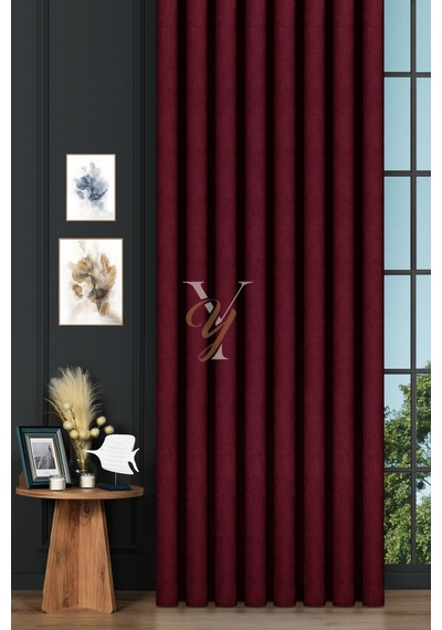 Petek Fon Perde V-1043 Bordo Bordo