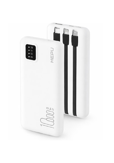 Hepu Hp-240 Powerbank 10.000 Mah, Dahili Çoklu Kablolu Beyaz