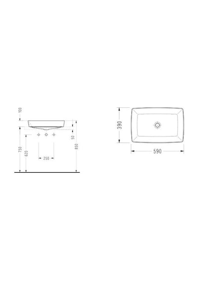 Serel Rita 39 x 59 CM Tezgah Üstü Çanak Lavabo-Mat Siyah Rt47D x l050H