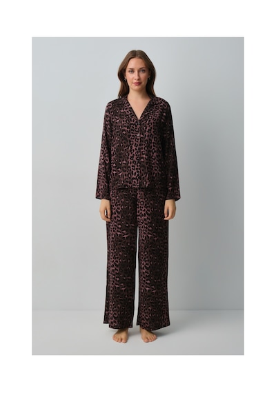 Suwen Meloni Gömlek Yaka Pijama Takımı Wsh10510148911 Siyah