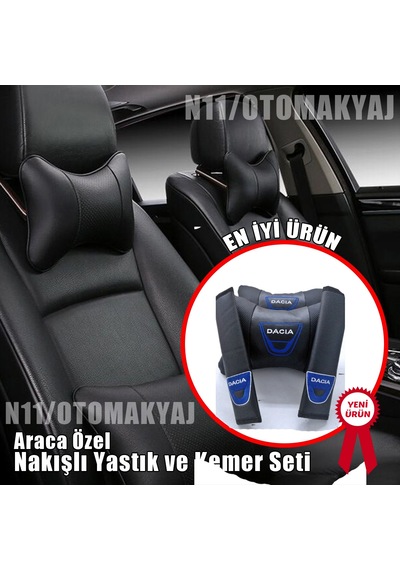 Dacia Oto Koltuk Kılıfı Ve Başlık Uyumlu Deri Yastık Set
