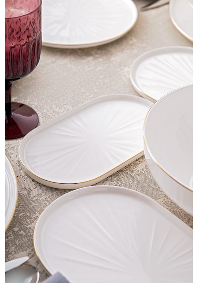 Emsan Sirius Gold Fine Bone 59 Parça 12 Kişilik Yemek Takımı Beyaz - Gold