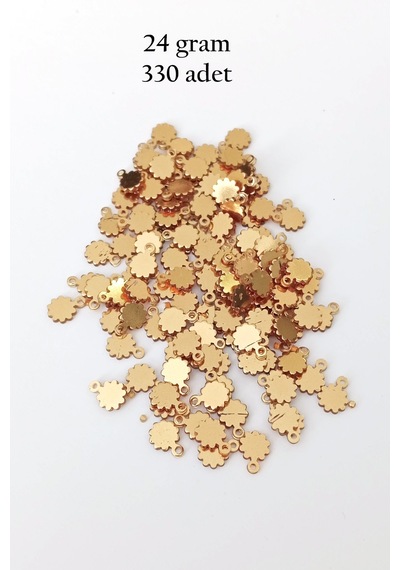 Oya Abiye Bileklik Kolye Pleksi Metalik Plastik Pul Altın Renk 24 Gram 330 Adet - Bnc534