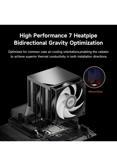 Lexroo Rt720 Tc Argb Bk Cpu Hava Soğutucu, 7 Isı Borusu, Çift 120mm Pwm Fan Standart