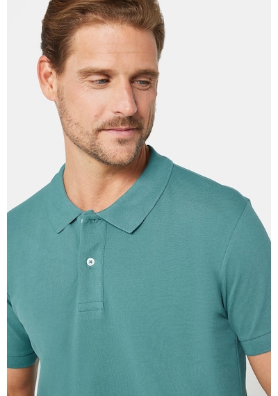 Tudors Erkek Slim Fit Dar Kesim %100 Pamuk Düz Pike Mavi Polo Yaka Tişört-30572 Haki
