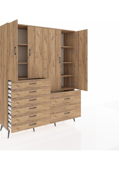 Hyperion Gardrop 7 Raflı 8 Çekmeceli 4 Kapaklı 176x44x221 Çam-çam Beyaz Hyperion Gardrop 7 Raflı 8 Çekmeceli 4 Kapaklı 176x44x221 Çam-çam Beyaz
