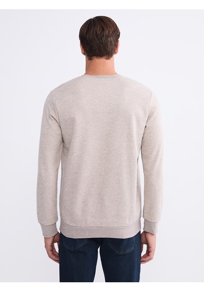 Lcwaıkıkı Basic Bej Bisiklet Yaka Erkek Kalın Sweatshirt