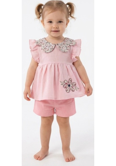 İrem Çocuk Giyim Kız Bebek Müslin Kumaş Yakalı Çiçek Nakışlı Sırtı Çıtçıt Kapamalı Açık Pembe Renk Şortlu Takım Pembe İrem Çocuk Giyim Kız Bebek Müslin Kumaş Yakalı Çiçek Nakışlı Sırtı Çıtçıt Kapamalı Açık Pembe Renk Şortlu Takım Pembe