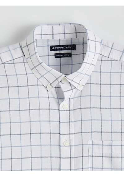 Lcwaıkıkı Classic Mavi Regular Fit Ekose Armürlü Erkek Gömlek