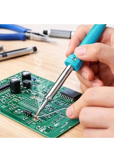 Özel Üretim Hobi Tamir El Aleti 40w Kalem Lehim Makinesi - Elektrikli - Mavi Renk