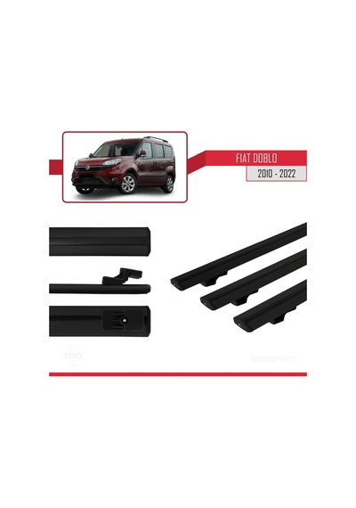 Fiat Doblo 2010-2022 Arası İle Uyumlu Basic Model Ara Atkı Tavan Barı Siyah 3 Adet