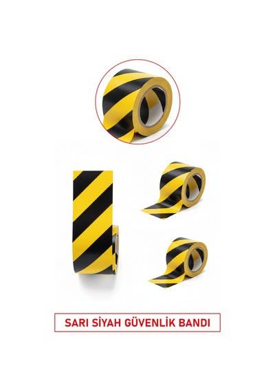 Yapışkanlı Zemin İşaretleme Bandı Etr 5122 Sarı Siyah Güvenlik Bandı
