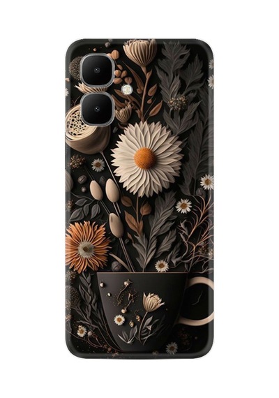 Infinix Smart 10 Kılıf Boutique Baskılı Resimli Kahve Çiçek Pcode -095
