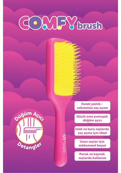 Comfy Brush Saç Fırçası - Esnek, Geniş Yüzeyli Düğüm Açıcı Pembe