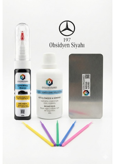 Mercedes-benz 197 Obsidyen Siyahı İğneli Ve Fırçalı 2 Si 1 Arada Rötuş Boyası Yüzey Temizleme Solüsyonu Profesyonel Ve Çapaksız Rötuş Çeliği 5'li Uygulama Çubuğu Seti Mercedes-benz 197 Obsidyen Siyahı İğneli Ve Fırçalı 2 Si 1 Arada Rötuş Boyası Yüzey Temizleme Solüsyonu Profesyonel Ve Çapaksız Rötuş Çeliği 5'li Uygulama Çubuğu Seti