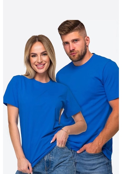 Uyguntarz Unisex Pamuklu Oversize Basic Tshirt Mavi