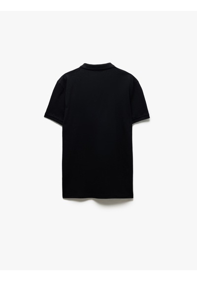 Koton Kısa Kollu Pamuklu Pike Kumaş Polo Yaka Slim Fit Tişört Siyah 5sam10012mk Siyah