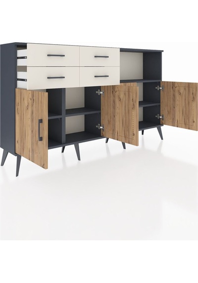 Arges Konsol 4 Raflı 4 Çekmeceli 4 Kapaklı 176x30x99 Antrasit-çam/aytaşı Atlas Çam/aytası - Antrasıt Arges Konsol 4 Raflı 4 Çekmeceli 4 Kapaklı 176x30x99 Antrasit-çam/aytaşı Atlas Çam/aytası - Antrasıt