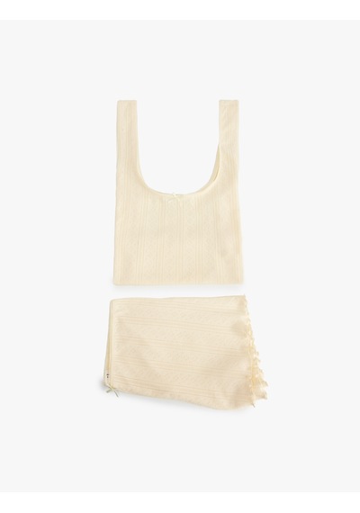 Koton Pamuklu Rahat Kesim Askılı Şortlu Pijama Takımı Sarı 6slk40144mk