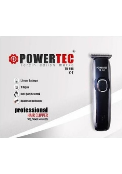 Powertec TR-858 Profesyonel Usb Şarjlı Saç Sakal Ense Vücut Tıraş Makinesi