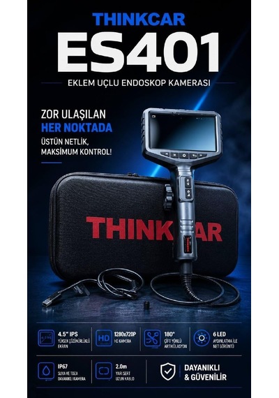 Es401 Endoskop Kamera 5 İnç 2mp Hd 180 Hareketli Uç 6 Led