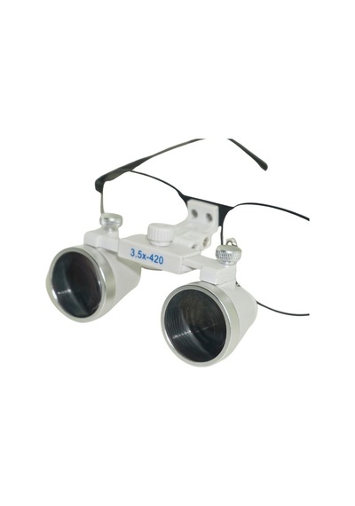 Hiperlupa St375 İnce Çerçeve Cerrahi Loupes Büyüteç Gözlük 3.5x420 Değişken Pupil Mesafeli Beyaz