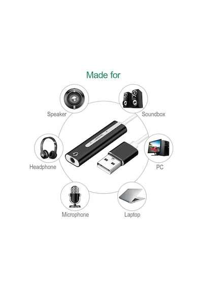 Usb A Erkek To 3.5mm Dişi Jack Harici Ses Kartı 7.1 Aux Çevirici