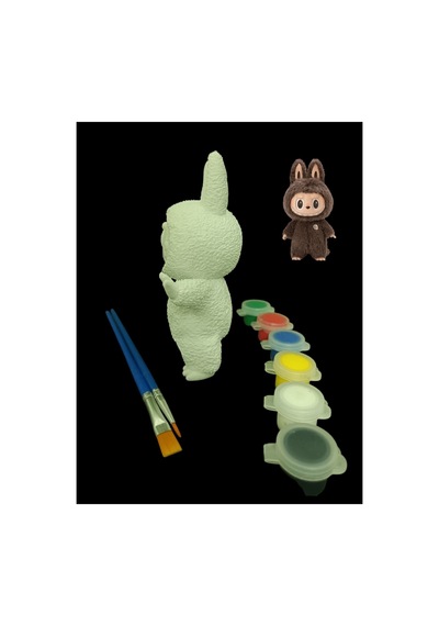 3d Labubu Figür Boyama Seti - Kendin Boya Hobi Ve Etkinlik Seti - Akrilik Boya + 2 Fırça