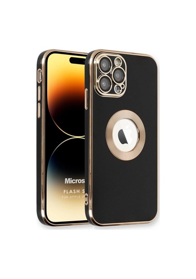 Apple İphone 14 Pro Max İçin Kılıf Flash Stamp Siyah İphone 14 Pro Max İle Uyumlu Kılıf - Siyah