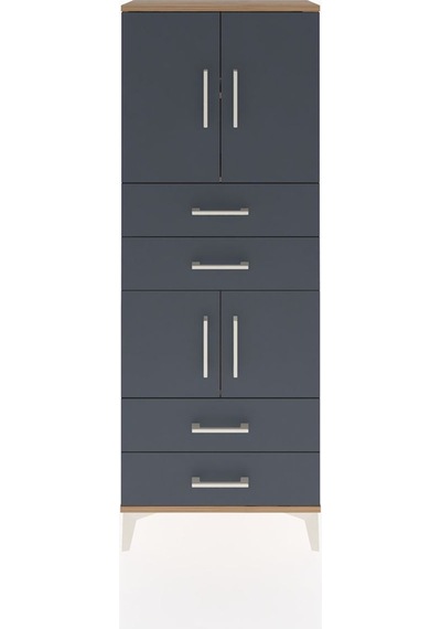 Arges Dolap 3 Raflı 4 Çekmeceli 4 Kapaklı 60x30x163 Çam-antrasit Çam
