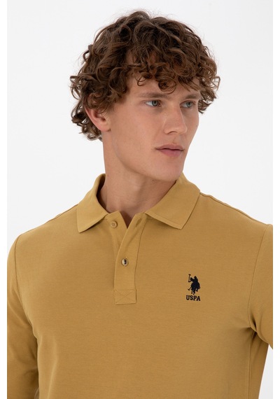 U.S. Polo Assn. Erkek Regular Fit Polo Yaka Koyu Sarı Basic Sweatshirt 50307757-VR235