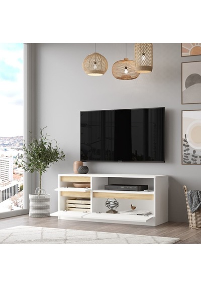 Arya 120cm Tv Ünitesi Sehpası Keçe-beyaz Ary7-wk Beyaz - Keçe