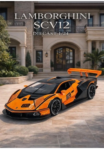 Hobiez World Orjinal 1 : 24 Lisanslı Çek-Bıraklı Metal Lamborghini Essenza SCV12 Model Araba