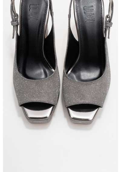 Luvishoes Luvi Shoes Glora Platin Simli Kadın Platform Topuklu Abiye Ayakkabı Platin