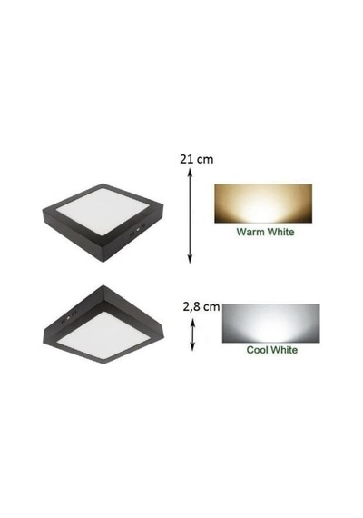 Cata Sıva Üstü Kare Led Armatür Siyah Gövde 18w 6400k Beyaz Ct 5236 B Diğer