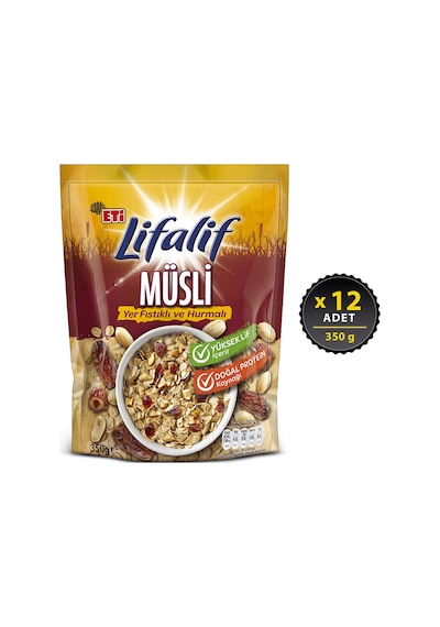 Eti Lifalif Yer Fıstıklı ve Hurmalı Müsli 12 x 350 G