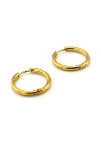 Büyük Boy 21 MM Çaplı Sarı Çelik Halka Unisex Küpe E765 Çok Renkli