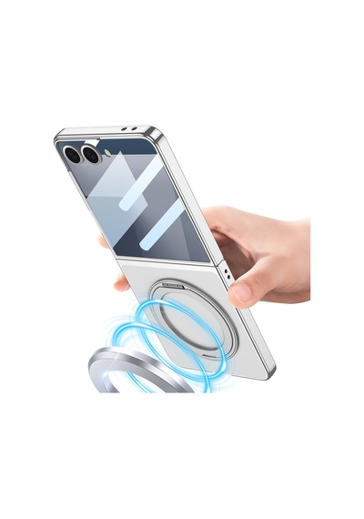 Zore Galaxy Z Flip 7 M-safe Şarj Özellikli Zore Kıpta Kpt-02 Standlı Kapak - Siyah