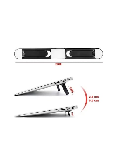 Zensaas41 2 Kademeli Katlanabilir Ve Yapışkanlı Laptop Standı Siyah Cm-438 Zensaa56