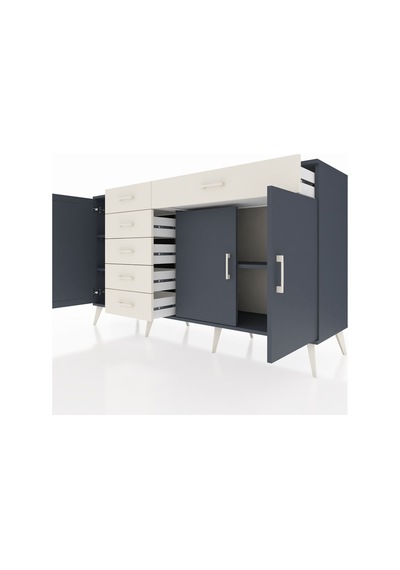 Kronos Konsol 3 Raflı 6 Çekmeceli 3 Kapaklı 176x59x99 Antrasit-an Antrasit-antrasit/aytaşı