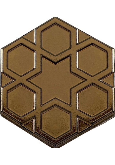 Armada Çini 15x17 Cm Rölyefli Yıldız Bronz Altıgen Çini Karo