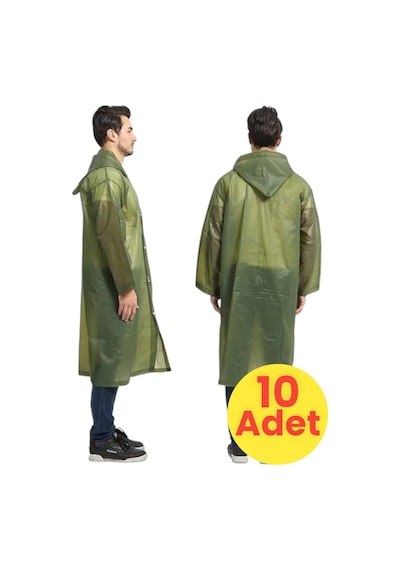Tezzgelsin Erkek Rüzgar Geçirmez Yağmurluk 10 Adet Haki Yeşil